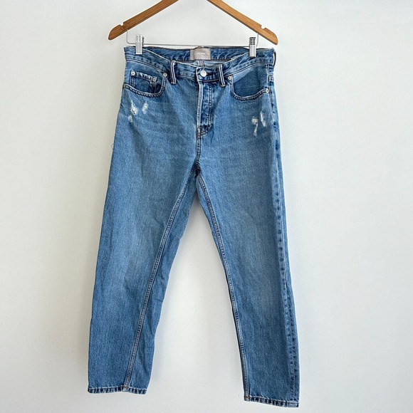 Everlane Boyfriend Jeans Womens 27 Regular 100% Cotton Distressed Button Fly - Picture 1 of 9